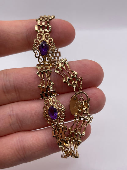 9ct gold amethyst padlock bracelet