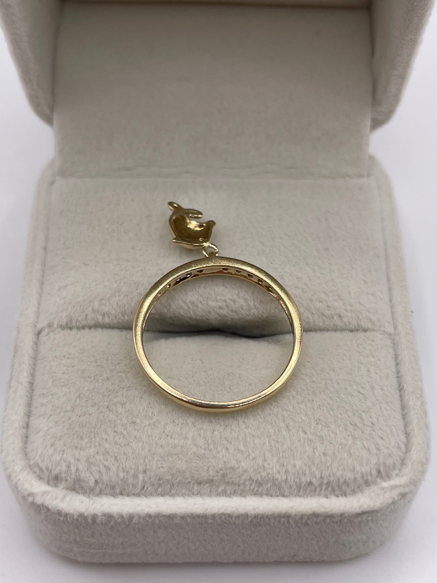 9ct gold diamond dolphin ring