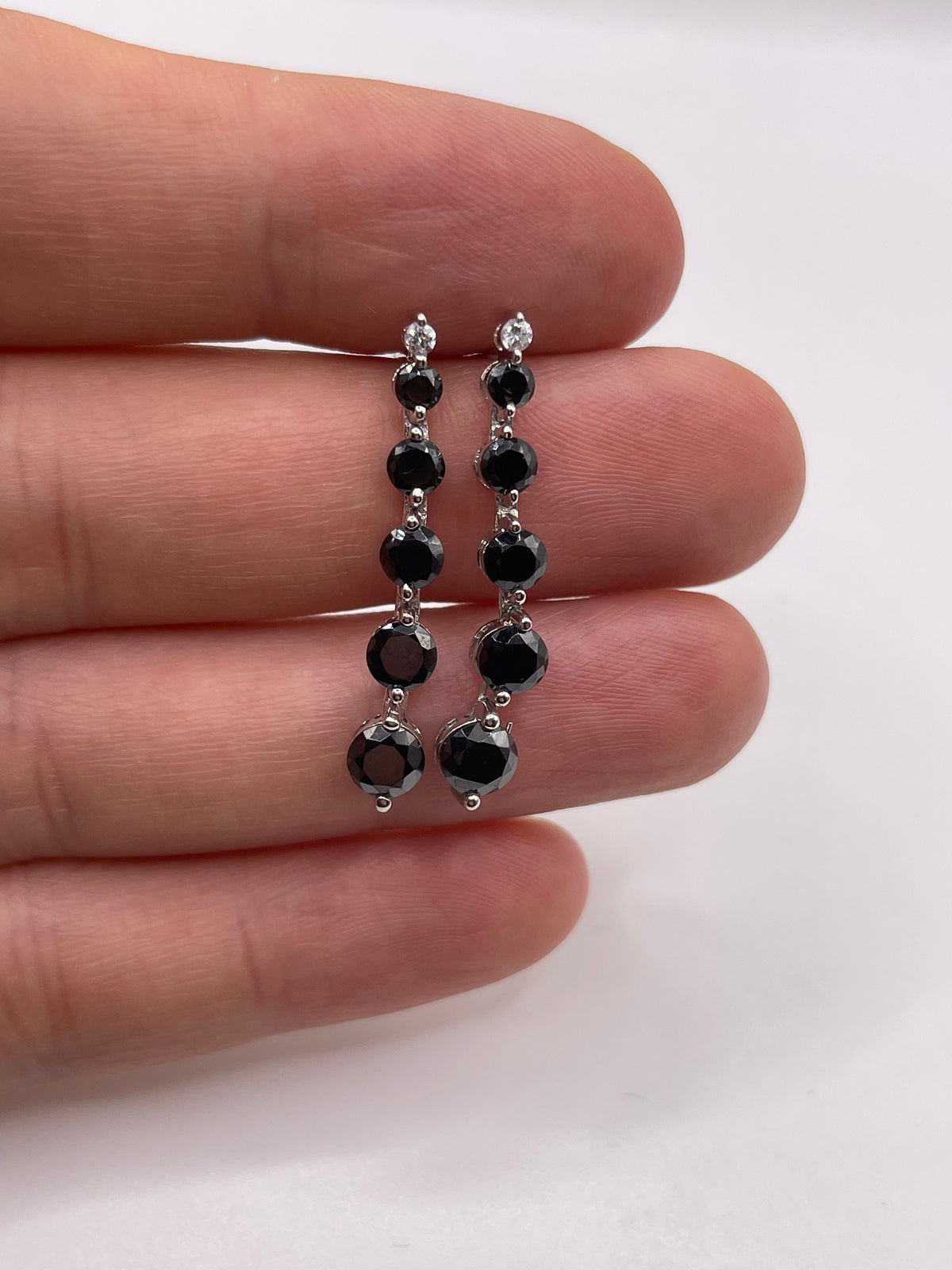 9ct white gold black diamond earrings