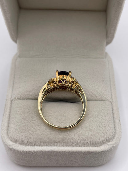 9ct gold amethyst and diamond ring