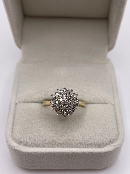 9ct gold diamond cluster ring