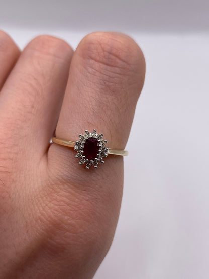 9ct gold ruby and diamond ring