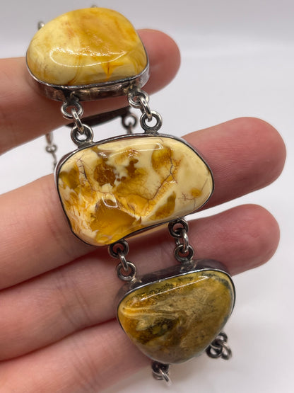 Silver amber bracelet