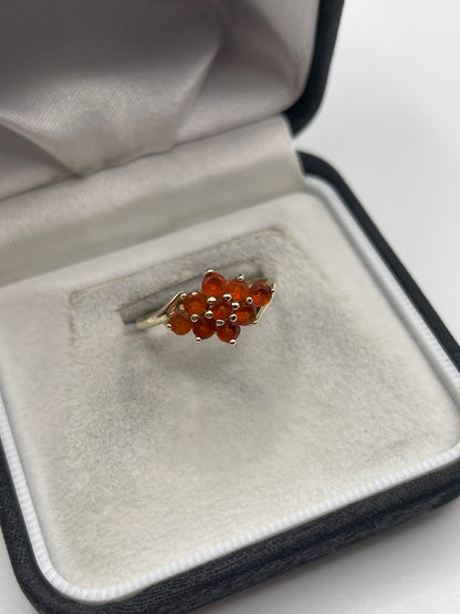 9ct gold fire opal cluster ring