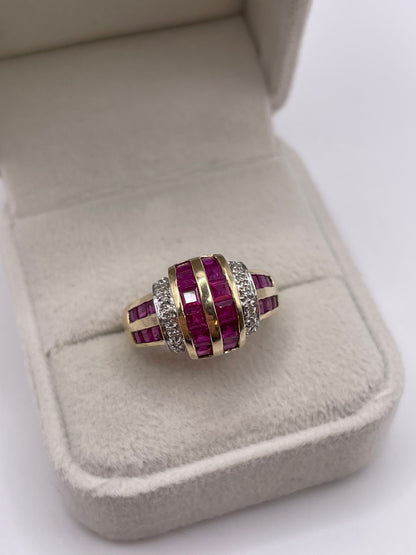 9ct gold ruby and diamond ring