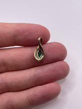 Load image into Gallery viewer, 9ct gold synthetic emerald and diamond pendant
