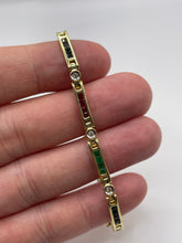 Load image into Gallery viewer, 14ct gold ruby, sapphire, emerald and diamond ring
