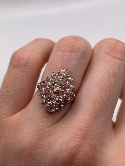 9ct rose gold morganite cluster ring