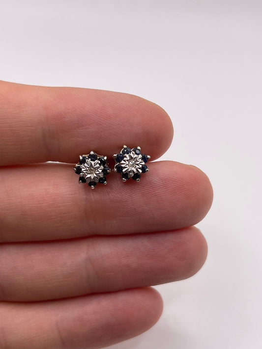 9ct gold sapphire and diamond earrings