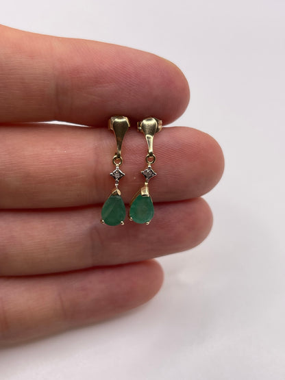 9ct gold emerald and diamond earrings