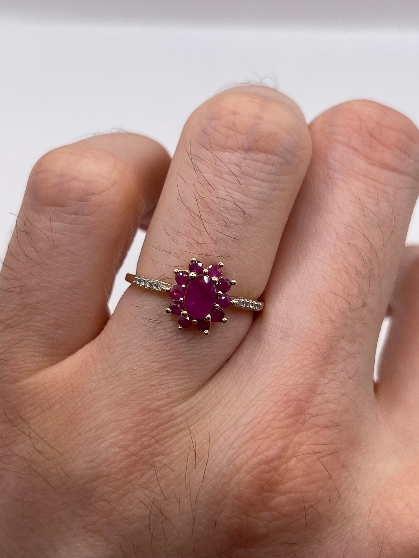 9ct gold ruby and diamond ring