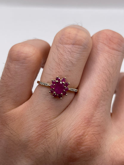 9ct gold ruby and diamond ring