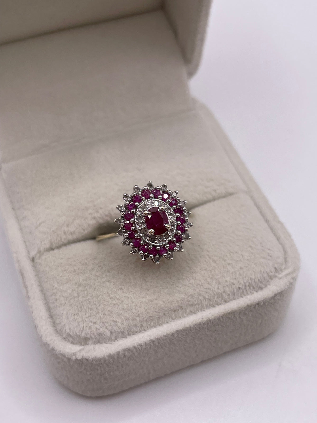 9ct gold ruby and diamond ring