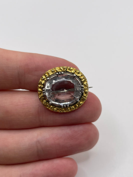 Antique 15ct gold rock Crystal Brooch