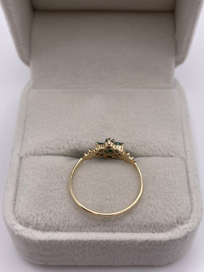 9ct gold emerald cluster ring