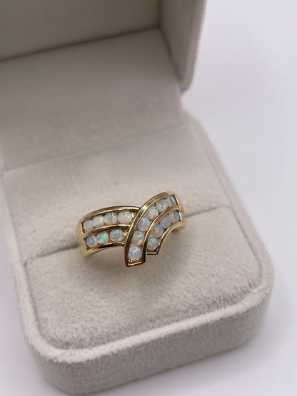 9ct gold opal wishbone ring