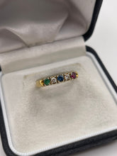 Load image into Gallery viewer, 18ct gold ruby, sapphire, emerald and diamond ring
