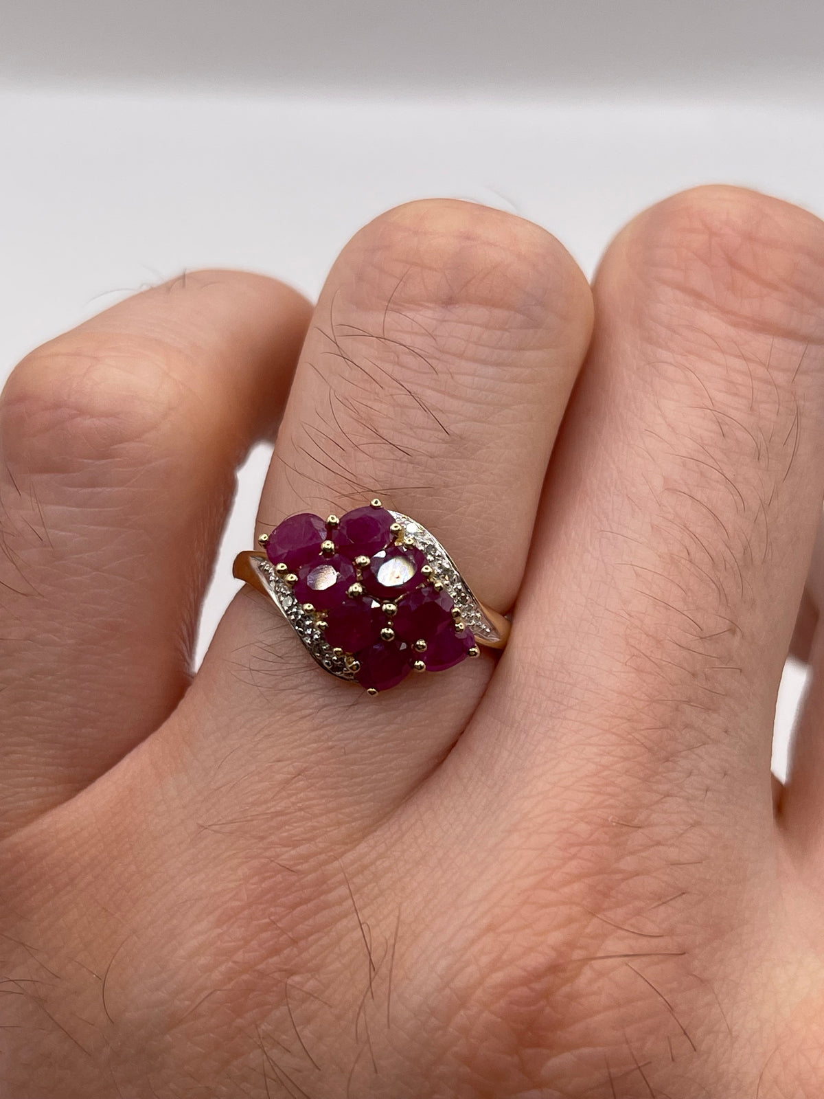 9ct gold ruby and diamond ring