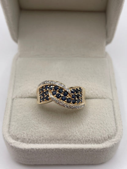 9ct gold sapphire and diamond ring