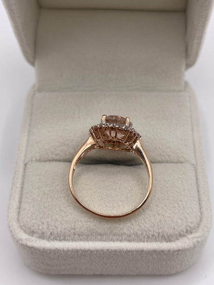 9ct rose gold morganite and diamond ring