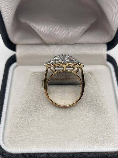 9ct gold aquamarine cluster ring