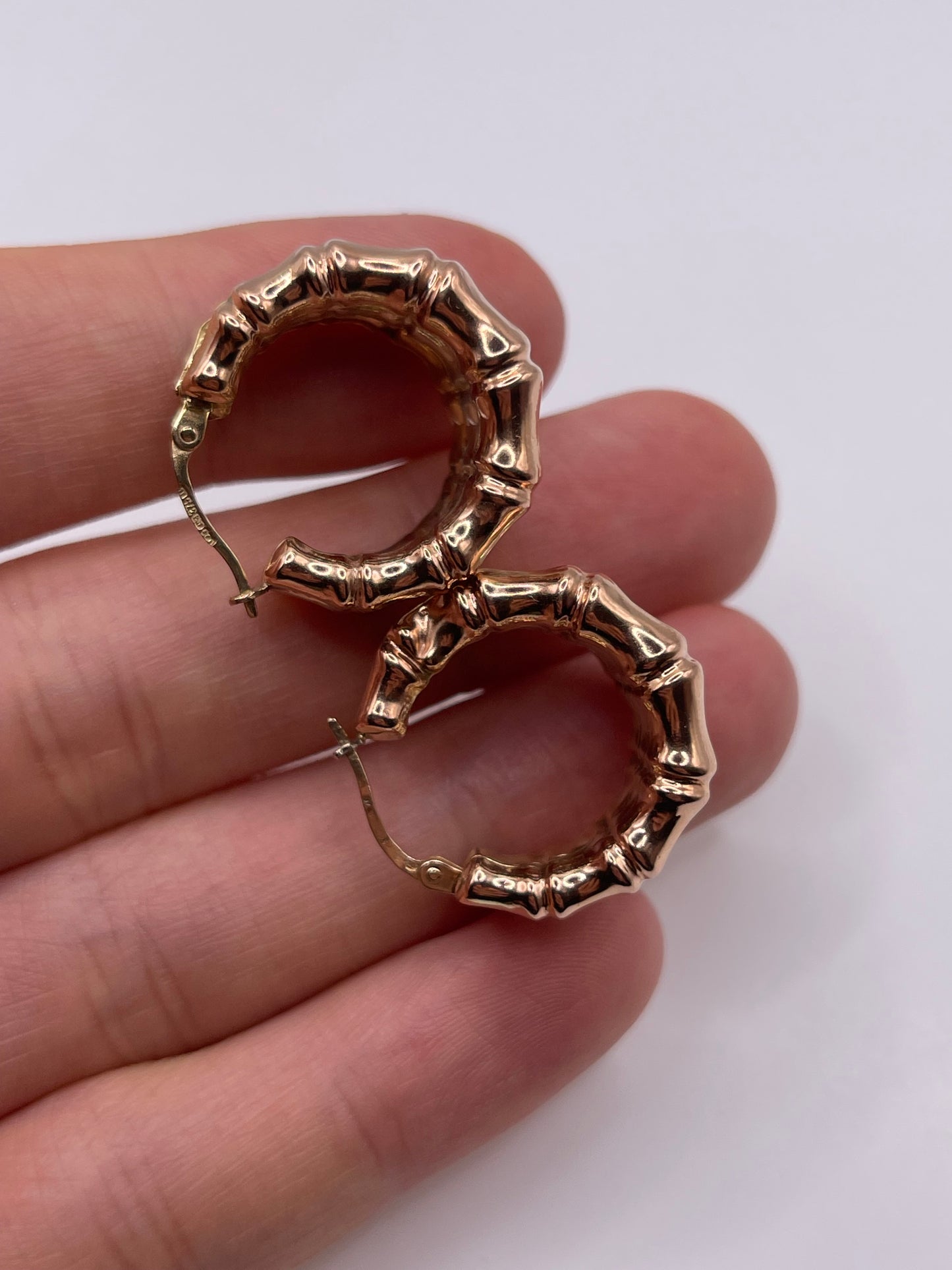 9ct tri gold bamboo Creole earrings