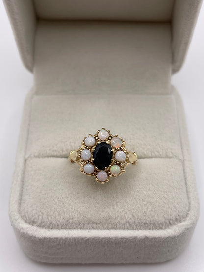14ct gold sapphire and opal ring