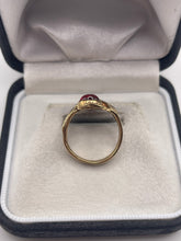 Load image into Gallery viewer, 9ct gold cabochon iolite and garnet ring
