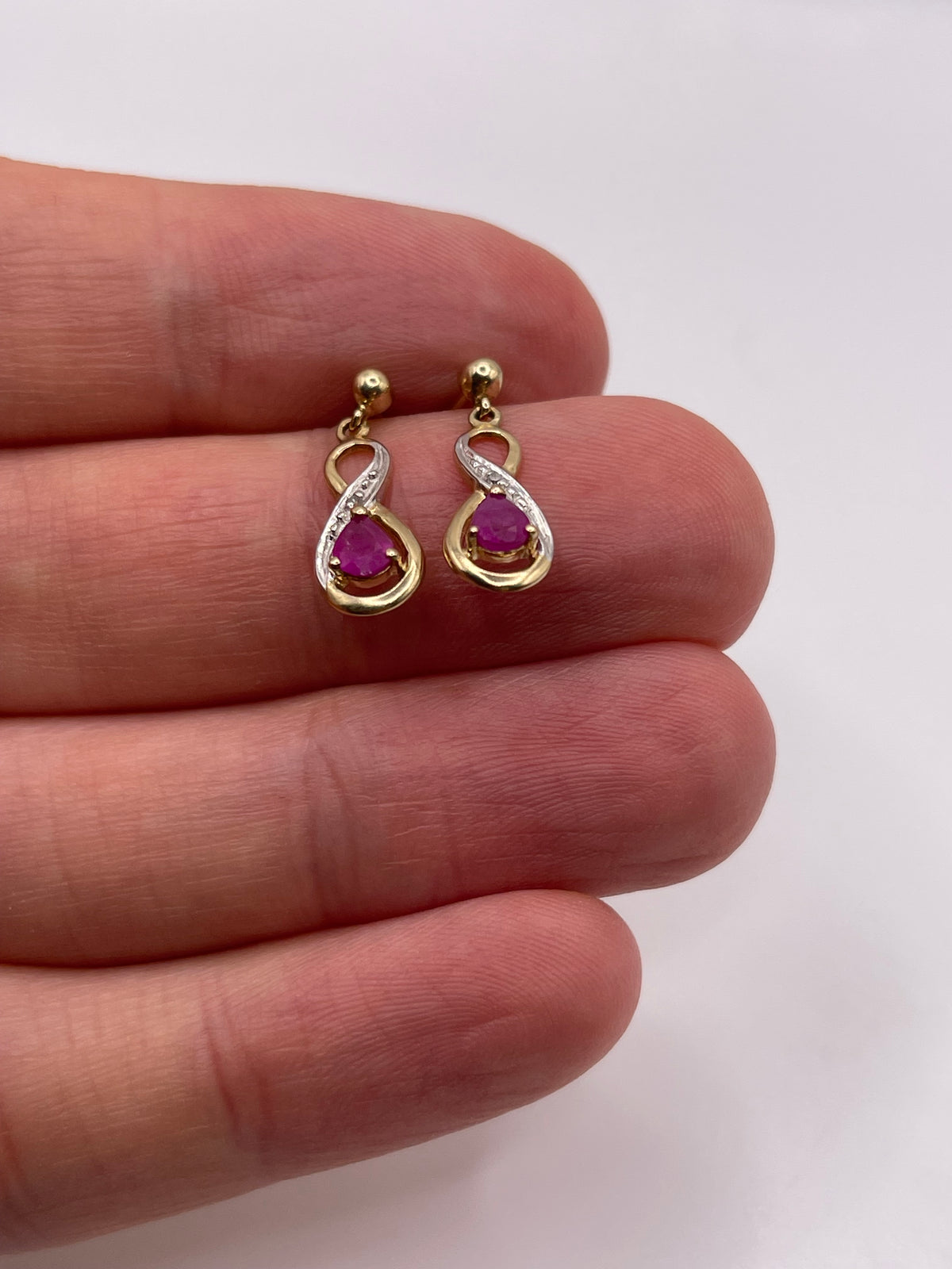 9ct gold ruby and diamond earrings