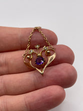 Load image into Gallery viewer, Antique 9ct rose gold amethyst and pearl pendant
