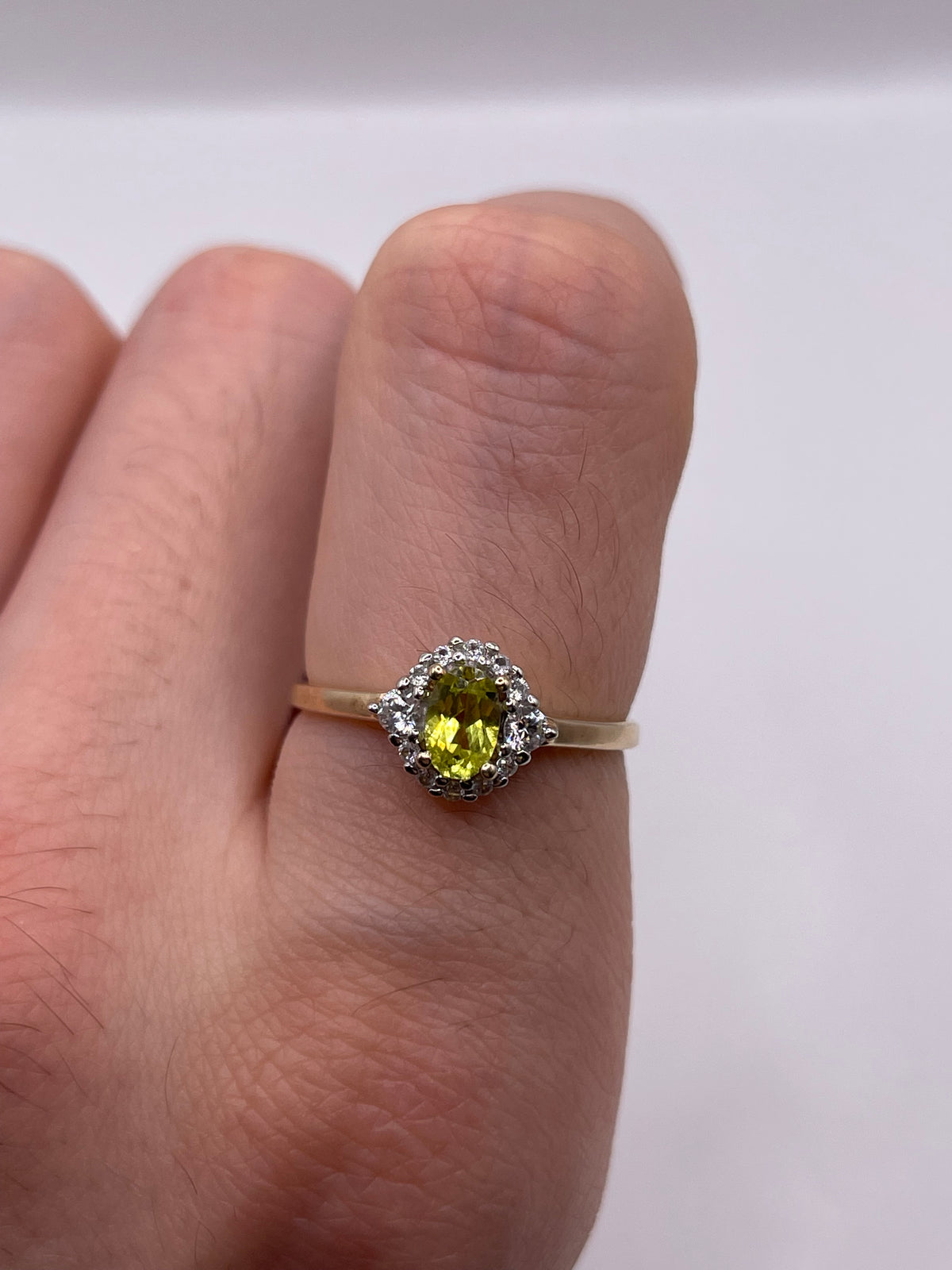 9ct gold sphene and zircon ring