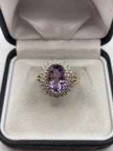 Load image into Gallery viewer, 9ct gold amethyst and diamond ring
