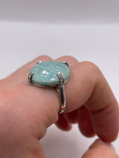 Silver gemstone ring