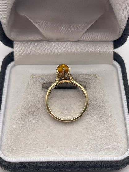 9ct gold amber ring