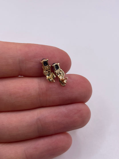 9ct gold sapphire and diamond earrings