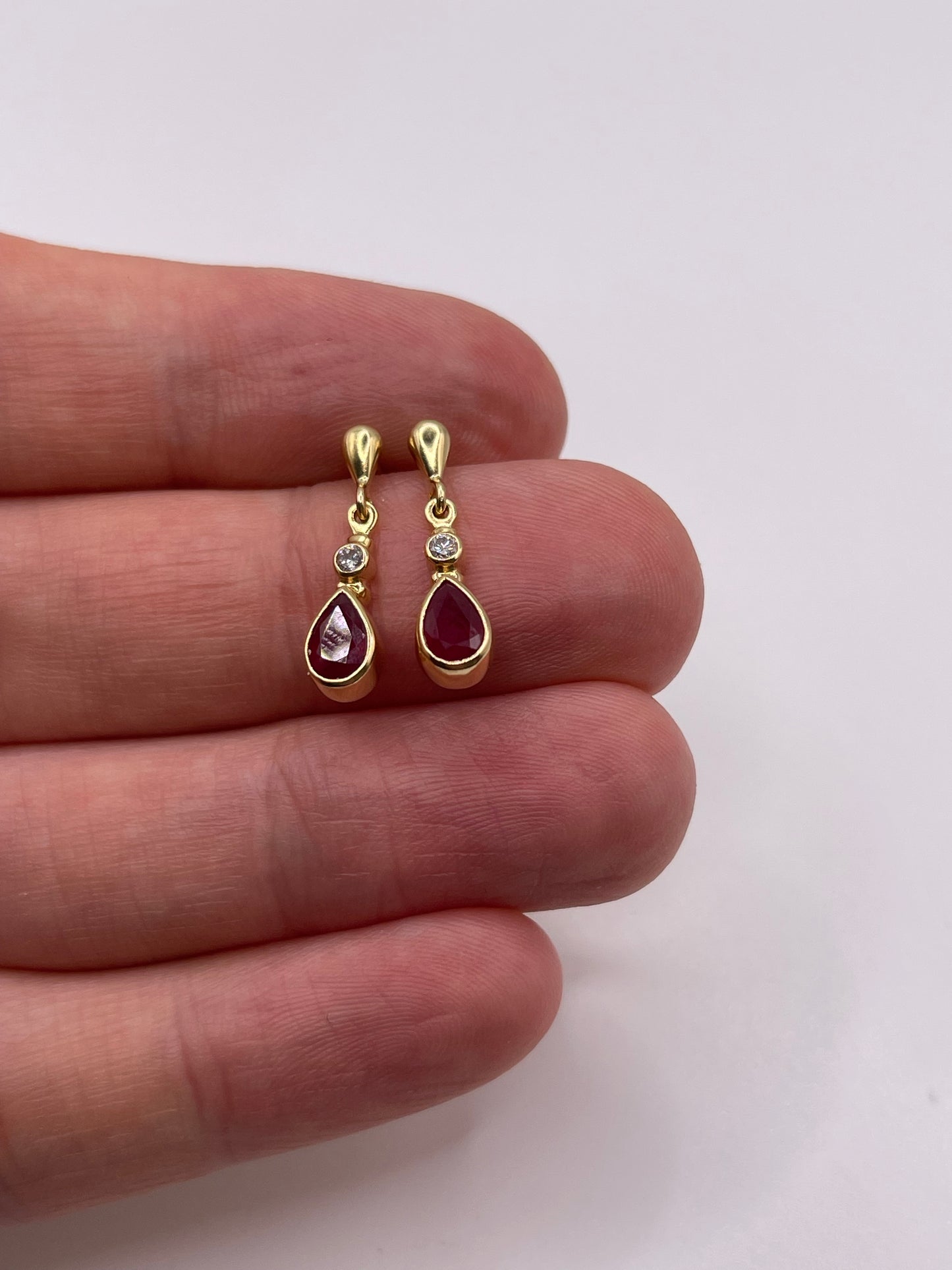 9ct gold ruby and diamond earrings