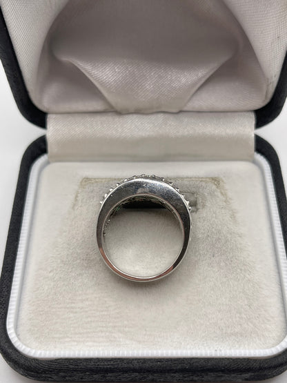14ct white gold emerald and diamond ring