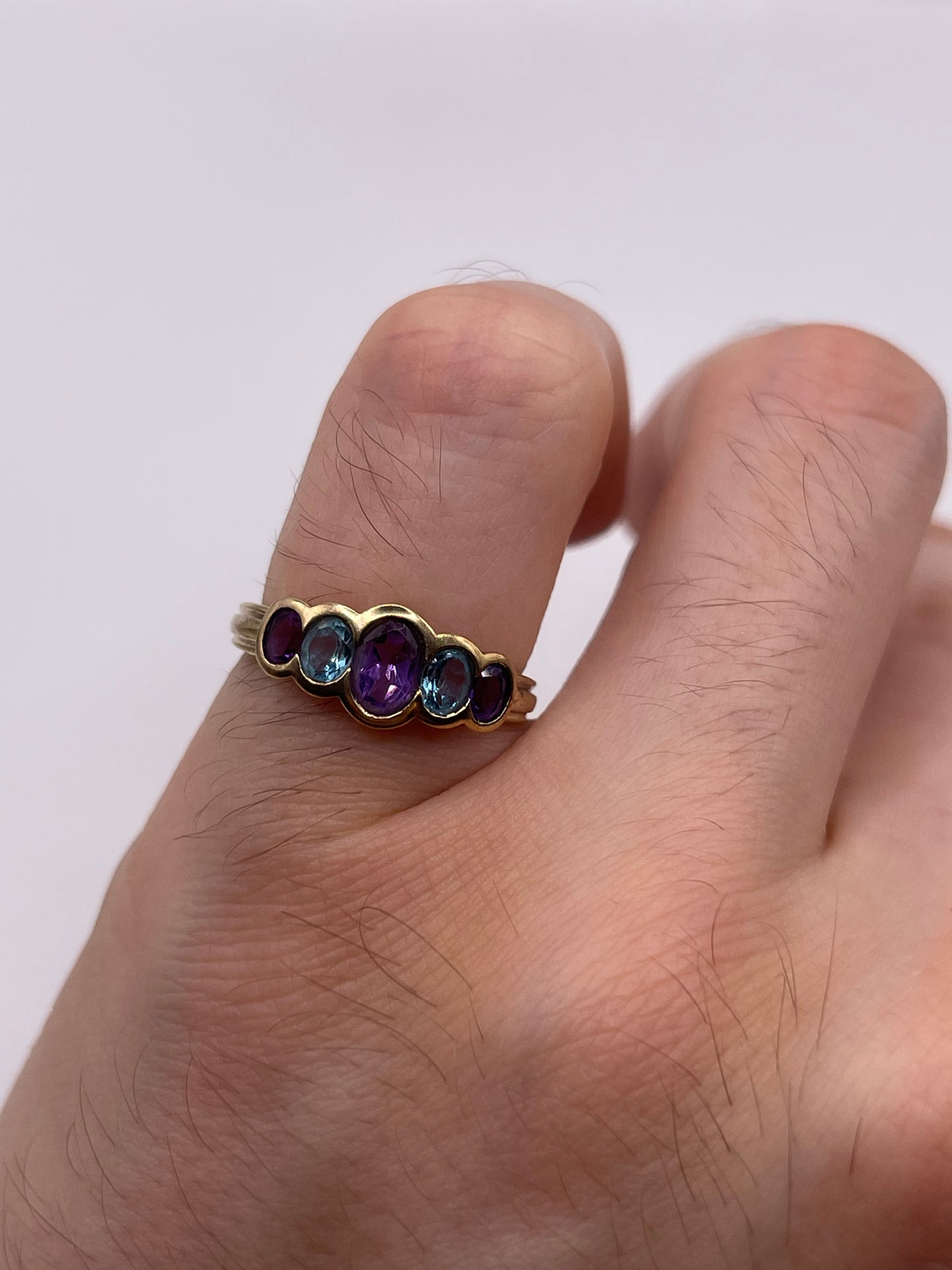 9ct gold amethyst and topaz ring