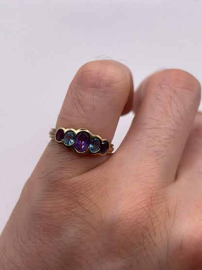 9ct gold amethyst and topaz ring
