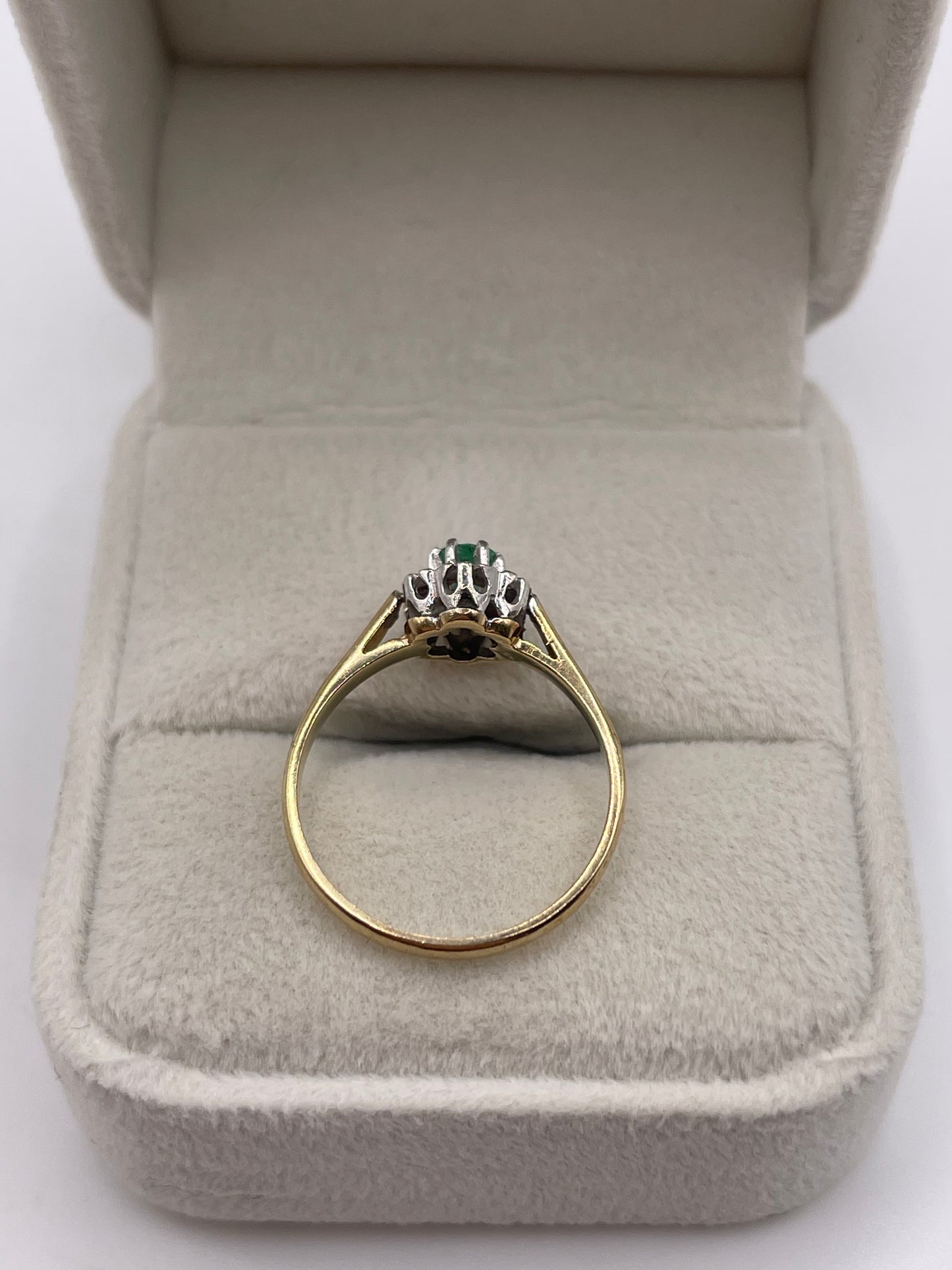 9ct gold emerald and diamond ring