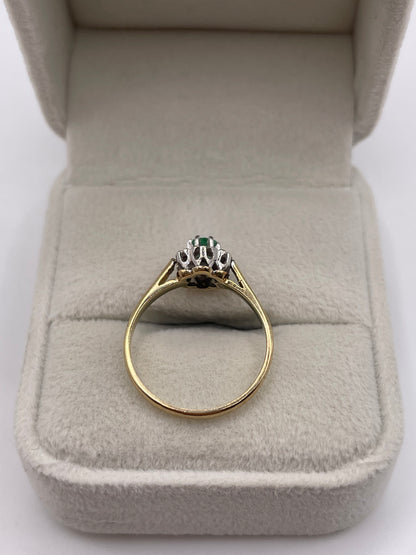 9ct gold emerald and diamond ring