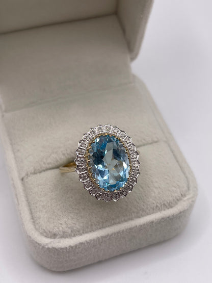 9ct gold topaz and diamond ring