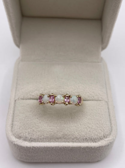 9ct gold opal and pink sapphire ring