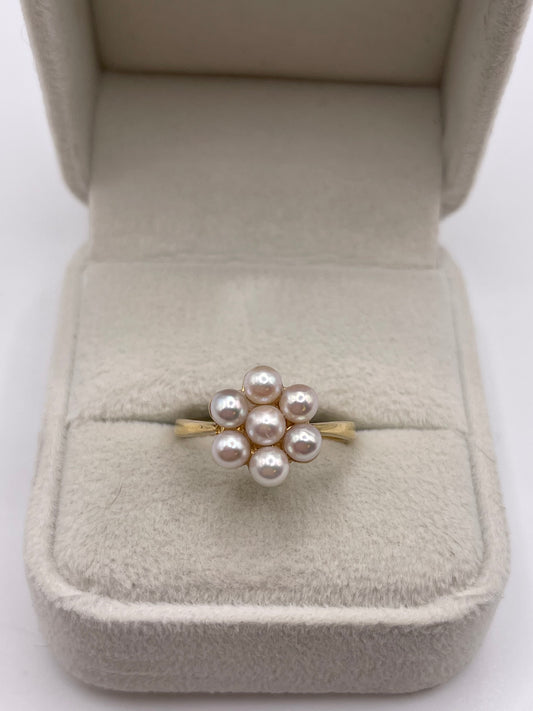 9ct gold pearl cluster ring
