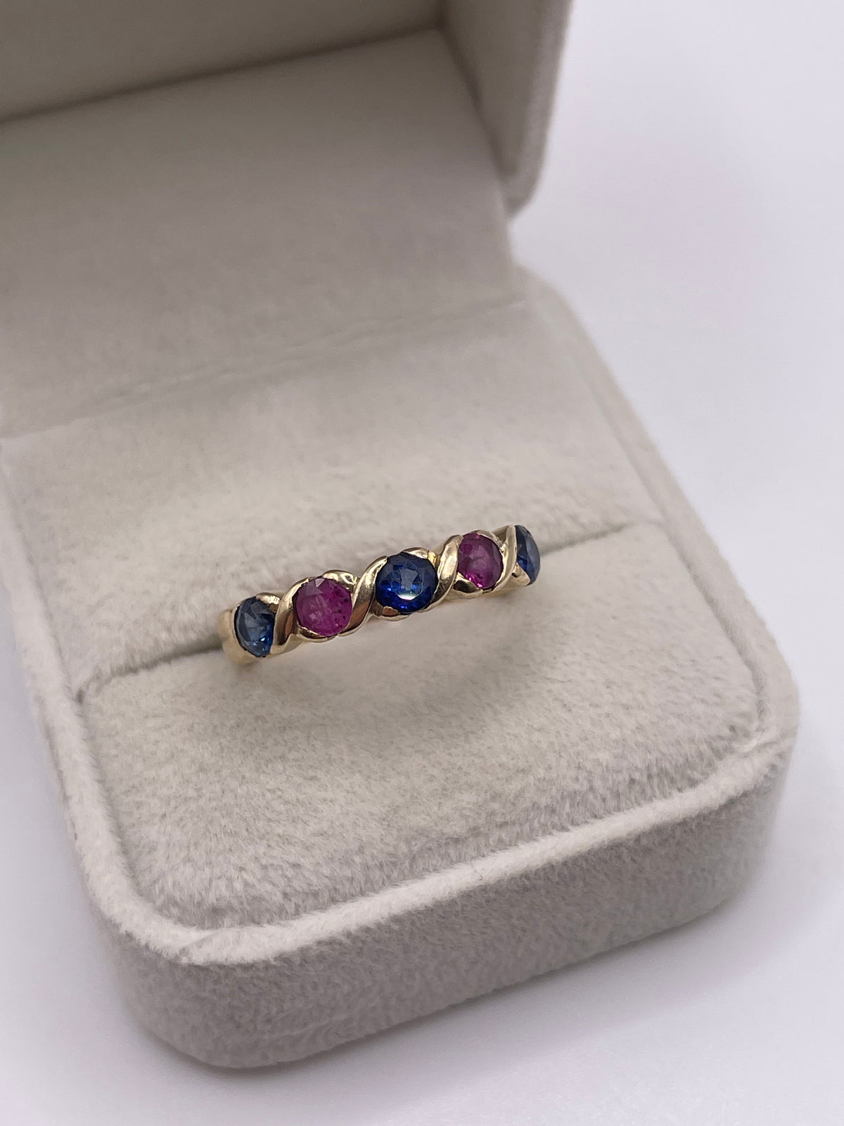 9ct gold ruby and sapphire ring