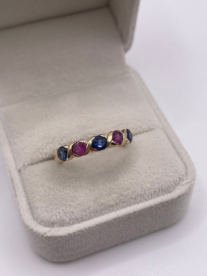 9ct gold ruby and sapphire ring