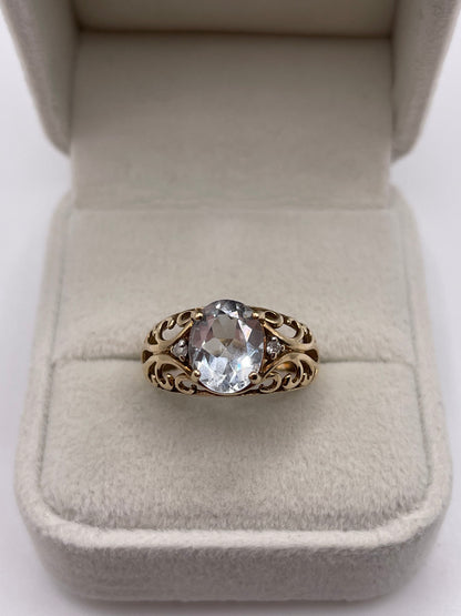 9ct gold topaz and diamond ring