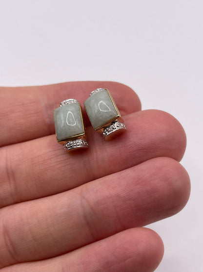 14ct gold jade and diamond earrings