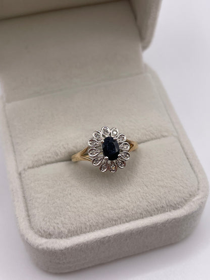 9ct gold sapphire and diamond ring