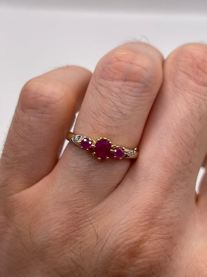 9ct gold ruby and diamond ring
